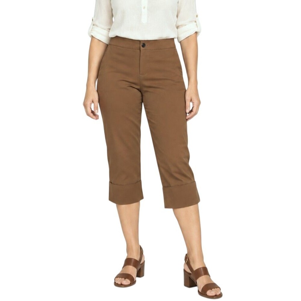 Equestrian Designs Capri Pants Womens Large Twill-Tech Stretch Wide Cuff Carmel